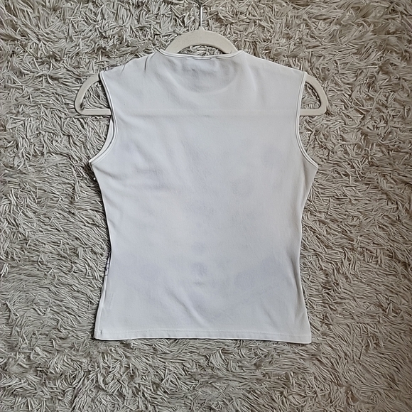 TFNC Paris London Y2K Style White Stretchy Sleeveless Tank Top Glittery Purple - Picture 8 of 10